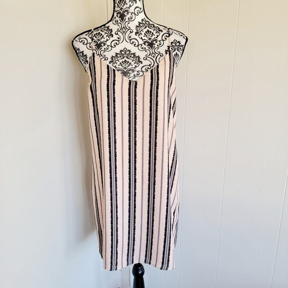 Aqua V-neck Striped Mini Slip Dress - Picture 1 of 3